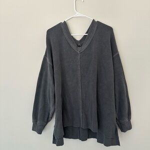 Aerie Charcoal V-Neck Sweatshirt